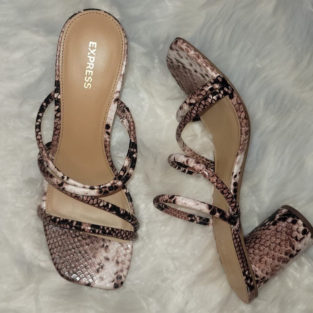 Express Snakeskin Heels - Brown and Black